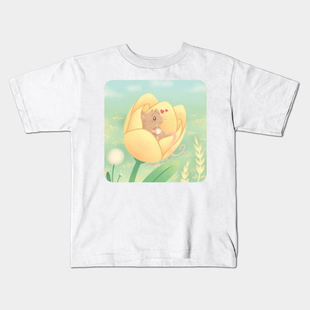 Relaxing in a tulip Kids T-Shirt by SilveryDreams